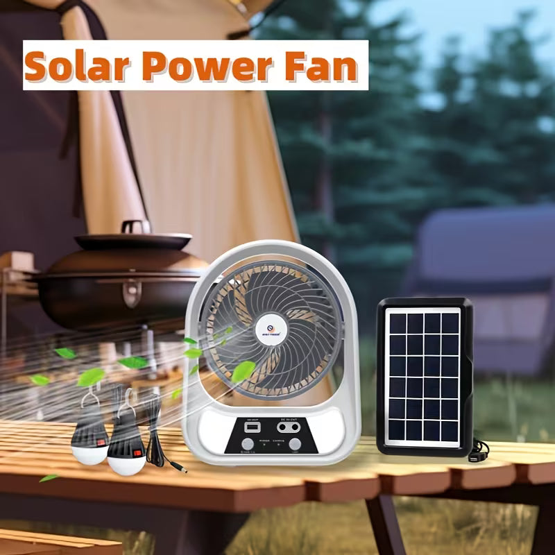 abanico recargable solar con altavoz