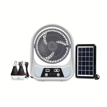 abanico recargable solar con altavoz