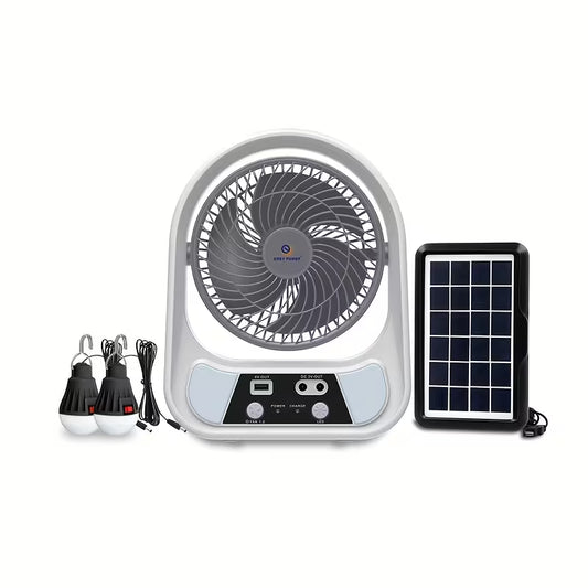 abanico recargable solar con altavoz