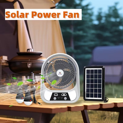 abanico recargable solar con altavoz